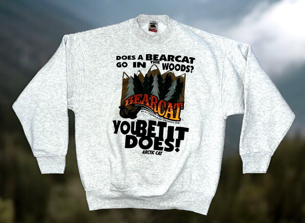 Vintage 90s Arctic Cat BEAR CAT Sweatshirt Mens Size Large All Over Print USA